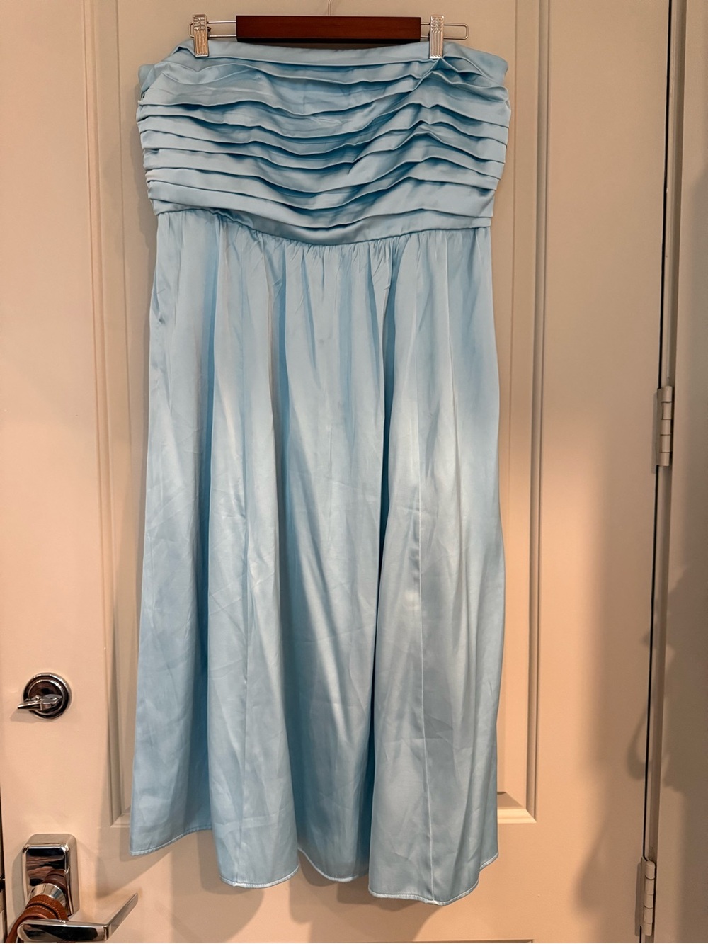 Abercrombie & Fitch Emerson Dress-Light Blue Strapless Ruffled Bodice Dress